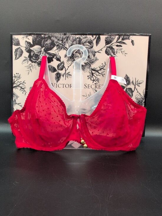 Victoria's Secret Other - Victoria's Secret Jingle Bells Mesh Unlined Demi Bra Lipstick Red 38C NWT